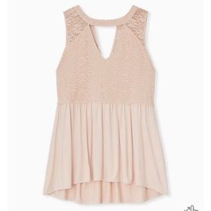 NWOT SUPER SOFT & LACE PALE PINK BABYDOLL CHOKER TANK